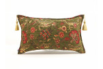 Fabric Pillow, Fabric Pillow 12x20, Moss Green Caucasus Carnation Pattern Turkish Fabric Pillow, Decorative Bohemian Pillow