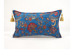 Fabric Pillow,Fabric Pillow 12x20,Navy Blue Caucasus Carnation Pattern Turkish Fabric Pillow,Decorative Pillow,Bohemian Pillow