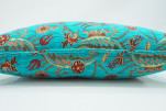 Fabric Pillow, Fabric Pillow 12x20, Turquoise Blue Caucasus Carnation Pattern Turkish Fabric Pillow, Decorative Bohemian Pillow