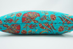 Fabric Pillow, Fabric Pillow 12x20, Turquoise Blue Caucasus Carnation Pattern Turkish Fabric Pillow, Decorative Bohemian Pillow