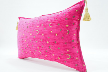 Fabric Pillow, Fabric Pillow 16x24, Mazenda Pink  Arabian Night Pattern Turkish Fabric Pillow Cover, Chenille Bohemian Pillow