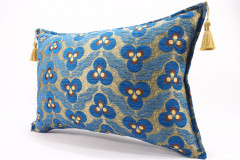 Fabric Pillow, Fabric Pillow 16x24, Navy Blue Eyes Pattern Turkish Fabric Pillow Cover, Chenille Fabric Fabric, Bohemian Pillow