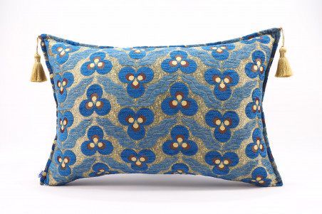 Fabric Pillow, Fabric Pillow 16x24, Navy Blue Eyes Pattern Turkish Fabric Pillow Cover, Chenille Fabric Fabric, Bohemian Pillow