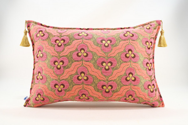 Fabric Pillow, Fabric Pillow 16x24, Pale Pink Tiger Eyes Pattern Turkish Fabric Pillow Cover, Chenille Fabric, Bohemian Pillow