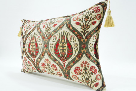 Fabric Pillow, Fabric Pillow 16x24, Beige Morocco Pattern Turkish Jacquard Fabric Pillow Cover, Chenille Fabric Bohemian Pillow