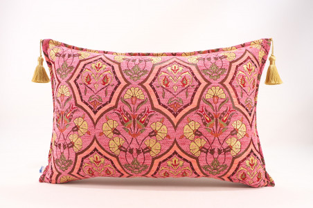 Fabric Pillow, Fabric Pillow 16x24, Pale Pink Carnation Pattern Turkish Pattern Jacquard Fabric Pillow, Bohemian Throw Pillow