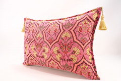 Fabric Pillow, Fabric Pillow 16x24, Pale Pink Carnation Pattern Turkish Pattern Jacquard Fabric Pillow, Bohemian Throw Pillow