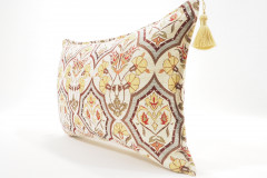 Fabric Pillow, Fabric Pillow 16x24, Beige Carnation Pattern Turkish Pattern Jacquard Fabric Pillow,Bohemian Pillow,Throw Pillow