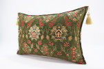 Fabric Pillow, Fabric Pillow 16x24, Moss Green Topkapi Palace Tulip Pattern Turkish Jacquard  Fabric Pillow Cover, Throw Pillow