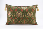 Fabric Pillow, Fabric Pillow 16x24, Moss Green Topkapi Palace Tulip Pattern Turkish Jacquard  Fabric Pillow Cover, Throw Pillow