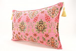 Fabric Pillow, Fabric Pillow 16x24, Pale Pink Topkapi Palace Tulip Pattern Turkish Jacquard  Fabric Pillow Cover, Throw Pillow