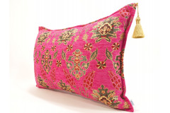 Fabric Pillow,Fabric Pillow 16x24,Mazenda Pink Topkapi Palace Tulip Pattern Turkish Jacquard  Fabric Pillow Cover,Throw Pillow