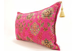 Fabric Pillow,Fabric Pillow 16x24,Mazenda Pink Topkapi Palace Tulip Pattern Turkish Jacquard  Fabric Pillow Cover,Throw Pillow