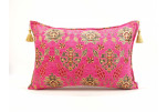 Fabric Pillow,Fabric Pillow 16x24,Mazenda Pink Topkapi Palace Tulip Pattern Turkish Jacquard  Fabric Pillow Cover,Throw Pillow