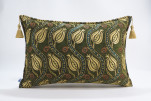 Fabric Pillow, Fabric Pillow 16x24, Moss Green Water Line Tulip Pattern Turkish Jacquard Fabric Pillow, Chenille Fabric Pillow