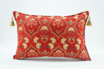 Fabric Pillow, Fabric Pillow 16x24, Red Carnation Pattern Turkish Pattern Jacquard Fabric Pillow, Bohemian Pillow, Throw Pillow