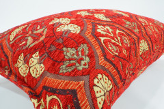 Fabric Pillow, Fabric Pillow 16x24, Red Carnation Pattern Turkish Pattern Jacquard Fabric Pillow, Bohemian Pillow, Throw Pillow