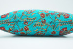 Fabric Pillow, Fabric Pillow 16x24, Turquoise Blue Caucasus Carnation Pattern Turkish Fabric Pillow, Decorative Bohemian Pillow