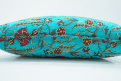 Fabric Pillow,Fabric Pillow 16x24,Turquoise Blue Caucasus Carnation Pattern Turkish Fabric Pillow, Decorative Bohemian Pillow