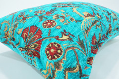 Fabric Pillow,Fabric Pillow 16x24,Turquoise Blue Caucasus Carnation Pattern Turkish Fabric Pillow, Decorative Bohemian Pillow