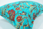 Fabric Pillow, Fabric Pillow 16x24, Turquoise Blue Caucasus Carnation Pattern Turkish Fabric Pillow, Decorative Bohemian Pillow