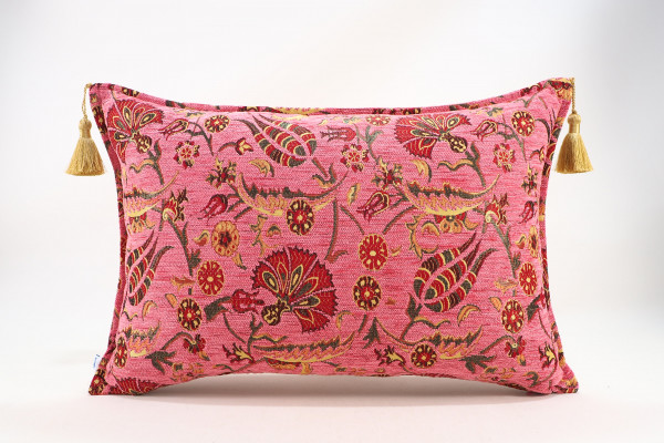 Fabric Pillow,Fabric Pillow 16x24, Pale Pink Caucasus Carnation Pattern Turkish Fabric Pillow, Decorative Pillow,Bohemian Pillow