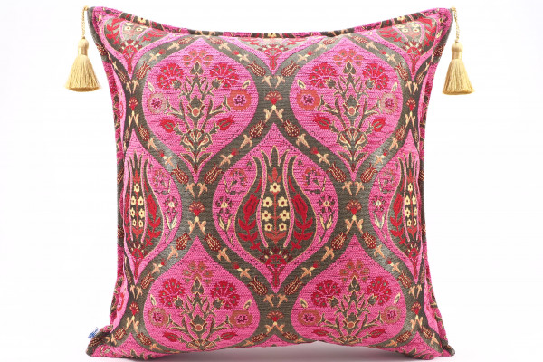 Fabric Pillow,Fabric Pillow 20x20, Mazenda Pink Morocco Pattern Turkish Jacquard Fabric Pillow Cover, Lumber Pillow, Sofa Pillow