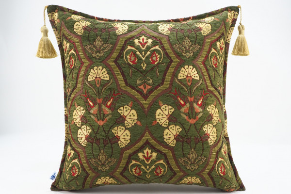 Fabric Pillow,Fabric Pillow 20x20,Moss Green Carnation Pattern Turkish Jacquard Fabric Pillow, Throw Pillow Case, Lumbar Pillows