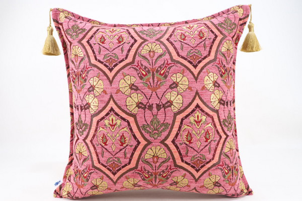 Fabric Pillow,Fabric Pillow 20x20, Pale Pink Carnation Pattern Turkish Jacquard Fabric Pillow, Throw Pillow Case, Lumbar Pillows