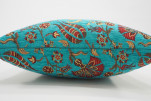 Fabric Pillow, Fabric Pillow 20x20, Turquoise Blue Caucasus Carnation Pattern Turkish Fabric Pillow, Decorative Bohemian Pillow