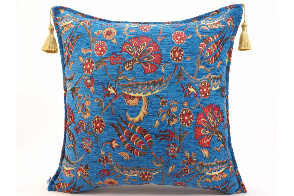 Fabric Pillow, Fabric Pillow 20x20, Navy Blue Caucasus Carnation Pattern Turkish Fabric Pillow,Decorative Pillow,Bohemian Pillow