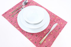 Place Mat,Table Linens 12x18,Pale Pink Arabian Night Pattern Turkish Fabric Chenille Place Mat,Table Decoration,Dining Placemat