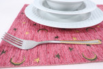 Place Mat,Table Linens 12x18,Pale Pink Arabian Night Pattern Turkish Fabric Chenille Place Mat,Table Decoration,Dining Placemat