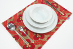 Place Mat,Table Linens 12x18, Red Tiger Eyes Pattern Turkish Fabric Table Mat, Table Decoration,Dining Placemat, Kitchen Dining