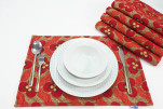 Place Mat,Table Linens 12x18, Red Tiger Eyes Pattern Turkish Fabric Table Mat, Table Decoration,Dining Placemat, Kitchen Dining