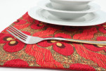 Place Mat,Table Linens 12x18, Red Tiger Eyes Pattern Turkish Fabric Table Mat, Table Decoration,Dining Placemat, Kitchen Dining