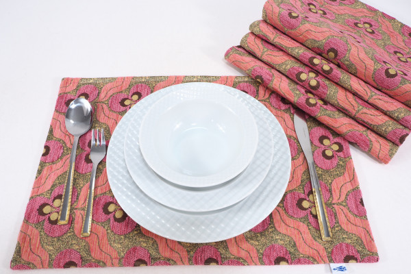 Place Mat,Table Linens 12x18,Pale Pink Tiger Eyes Pattern Turkish Fabric Table Mat, Table Decoration, Dining Placemat, Placemat