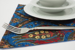 Place Mats, Table Linens 12x18, Navy Blue Morocco Pattern Turkish Fabric Table Mats, Table Decoration, Kitchen Dining Placemats