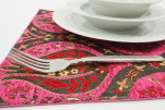 Place Mats,Table Linens 12x18,Mazenda Pink Morocco Pattern Turkish Fabric Table Mat, Table Decoration, Kitchen Dining Placemats