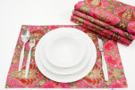 Place Mats,Table Linens 12x18,Mazenda Pink Morocco Pattern Turkish Fabric Table Mat, Table Decoration, Kitchen Dining Placemats