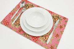 Place Mats, Table Linens 12x18, Pale Pink Topkapi Palace Tulip Pattern Turkish Fabric Table Mat, Table Kitchen Dining Placemats