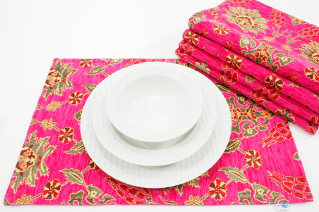 Place Mats, Table Linens 12x18, Mazenda Pink Topkapi Palace Tulip Pattern Turkish Fabric Table Mat, Table Decoration Placemats