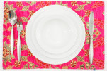 Place Mats, Table Linens 12x18, Mazenda Pink Topkapi Palace Tulip Pattern Turkish Fabric Table Mat, Table Decoration Placemats