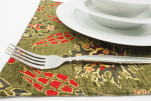 Place Mats,Table Linens 12x18,Moss Green Topkapi Palace Tulip Pattern Turkish Fabric Table Mat, Table Decoration,Kitchen Dining