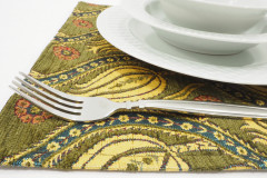 PlaceMat,Table Linens 12x18,Moss Green Water Line Tulip Pattern Turkish Fabric Table Mat,Table Decoration,Living,Kitchen Dining