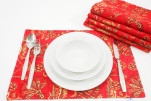 Place Mats, Table Linens 12x18, Red Caucasus Carnation Pattern Turkish Fabric Table Mast, Table Decoration, Home Living, Dining