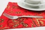 Place Mats, Table Linens 12x18, Red Caucasus Carnation Pattern Turkish Fabric Table Mast, Table Decoration, Home Living, Dining