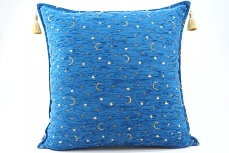 Fabric Pillow,Fabric Pillow 24x24,Navy Blue Arabian Night Pattern Turkish Jacquard Fabric Pillow Cover, Throw And Lumbar Pillow