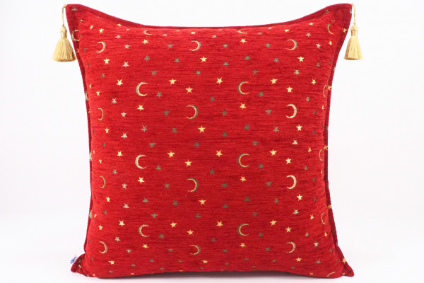 Fabric Pillow, Fabric Pillow 24x24, Red Arabian Night Pattern Turkish Jacquard Fabric Pillow Cover, Throw Pillow, Lumbar Pillow