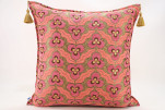 Fabric Pillow, Fabric Pillow 24x24, Pale Pink Tiger Eyes Pattern Turkish Jacquard Fabric Pillow, Decorative Throw Lumbar Pillow